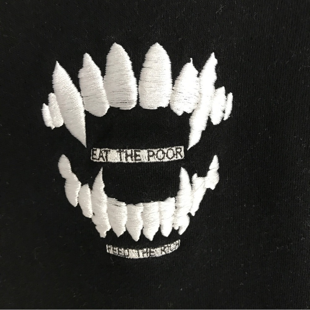 Topman cotton blend eat the poor feed the rich hooded sweater - Picture 7 of 8